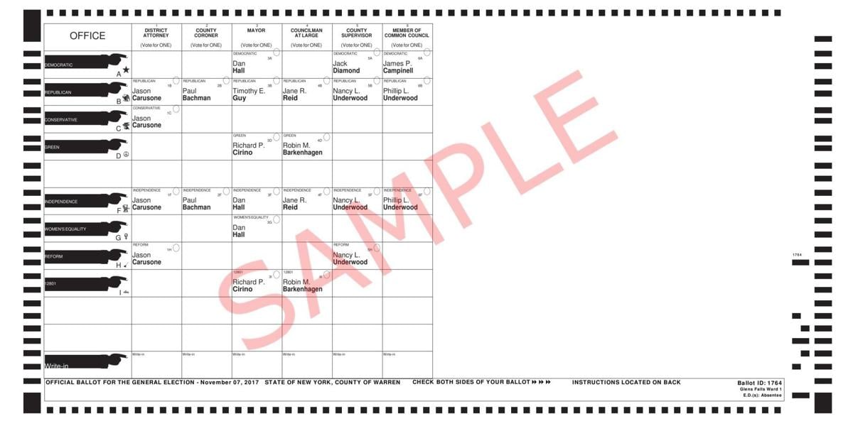 Warren County sample ballots