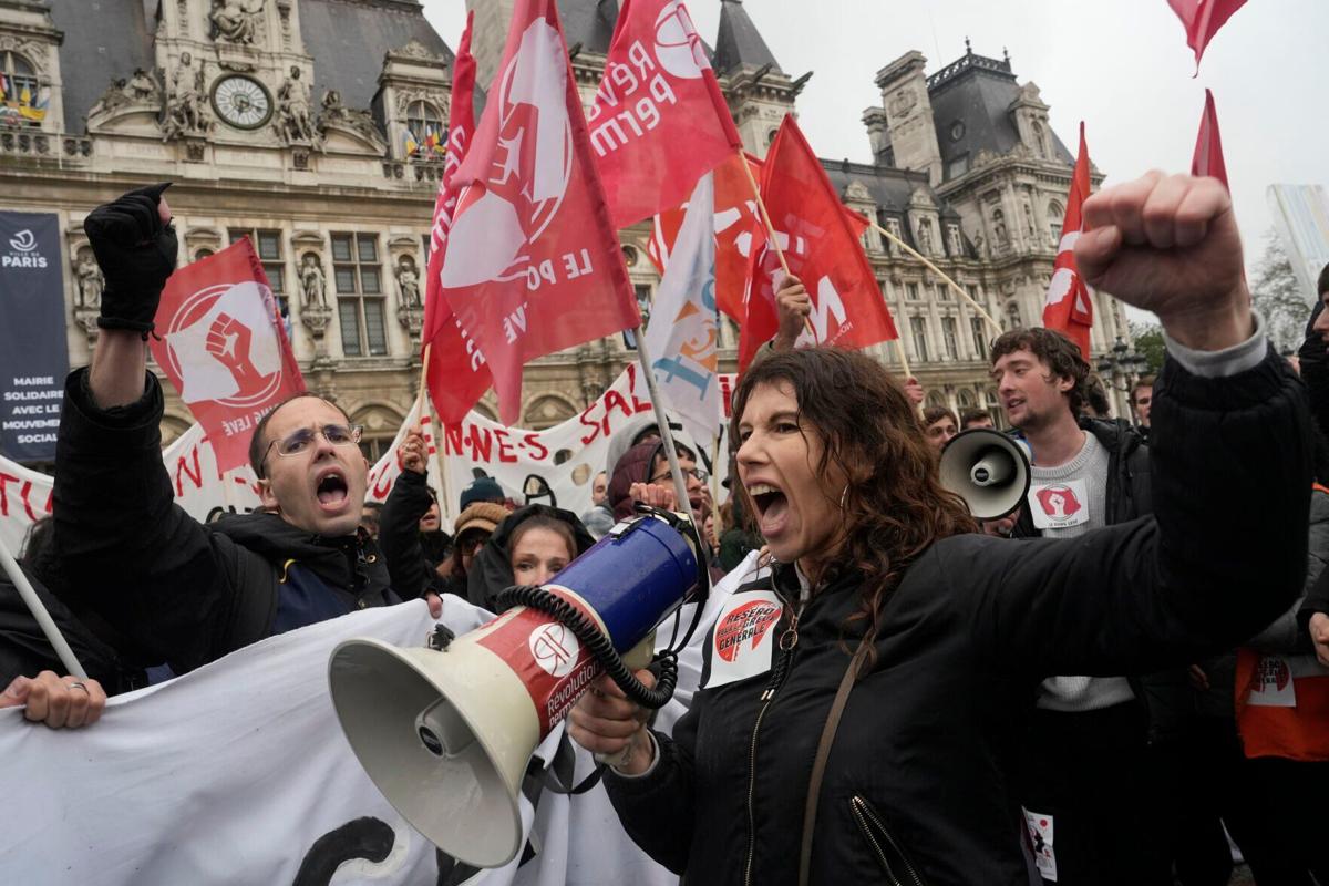 French pension protesters flood LVMH headquarters in Paris