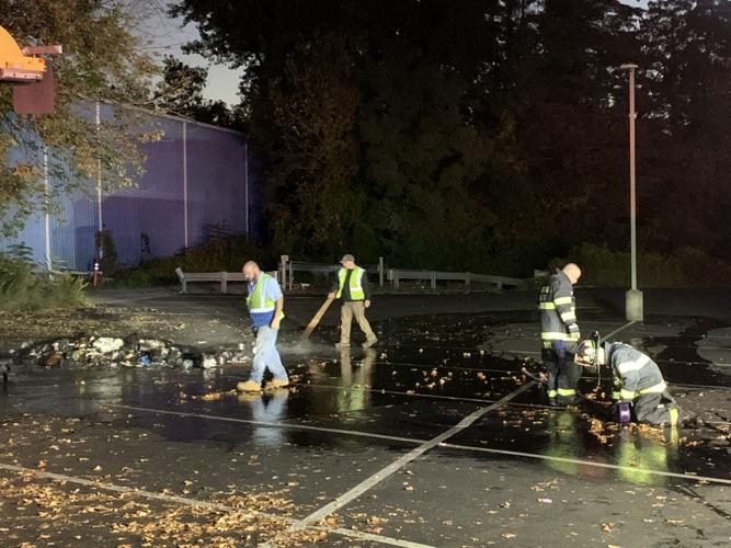 Garbage fire behind the Log Jam Restaurant