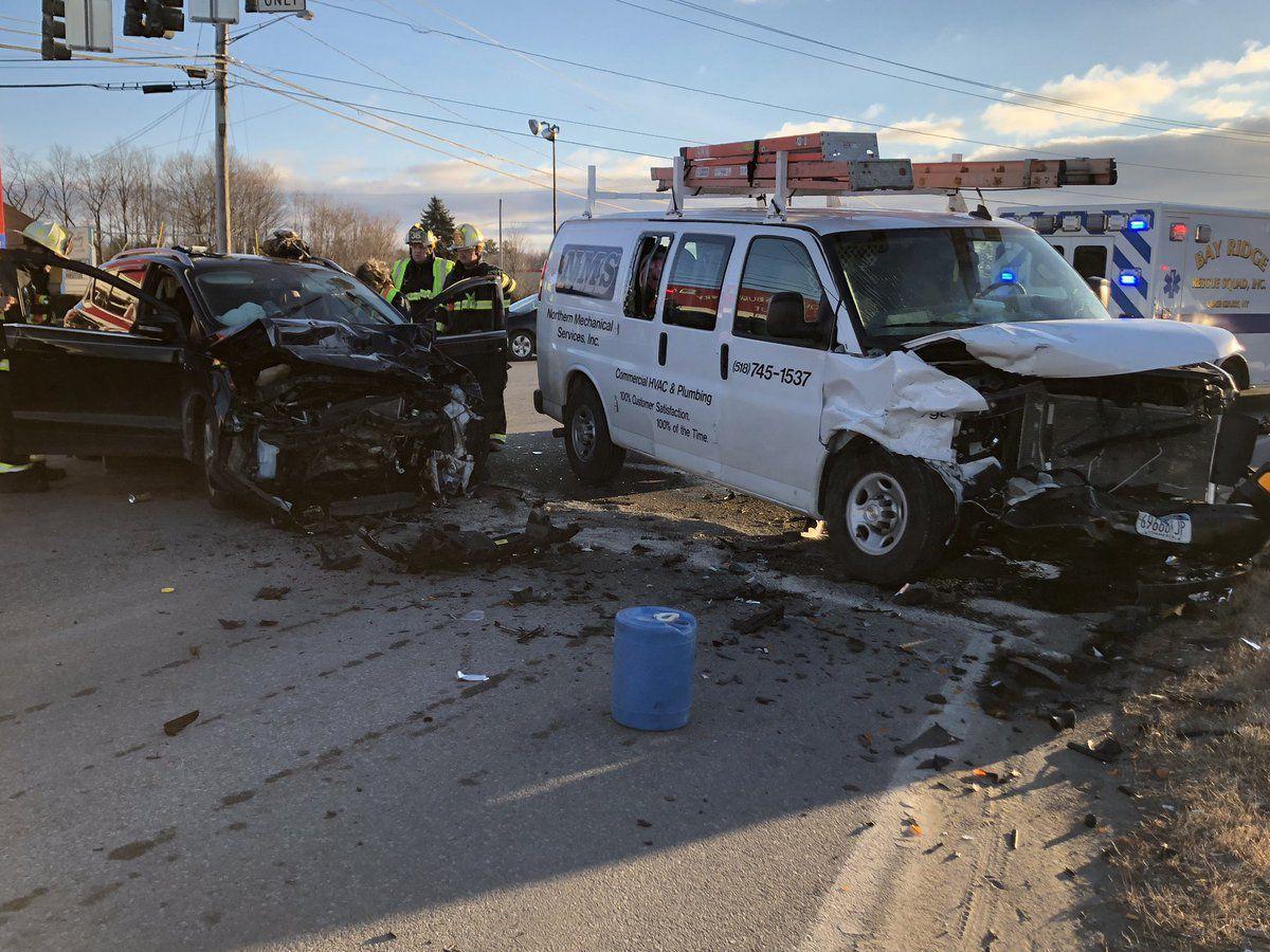 Van driver ticketed after Queensbury crash