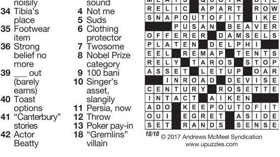 Web App For The Latest Crossword Clue Universal Crossword puzzle corrected | Local | poststar.com