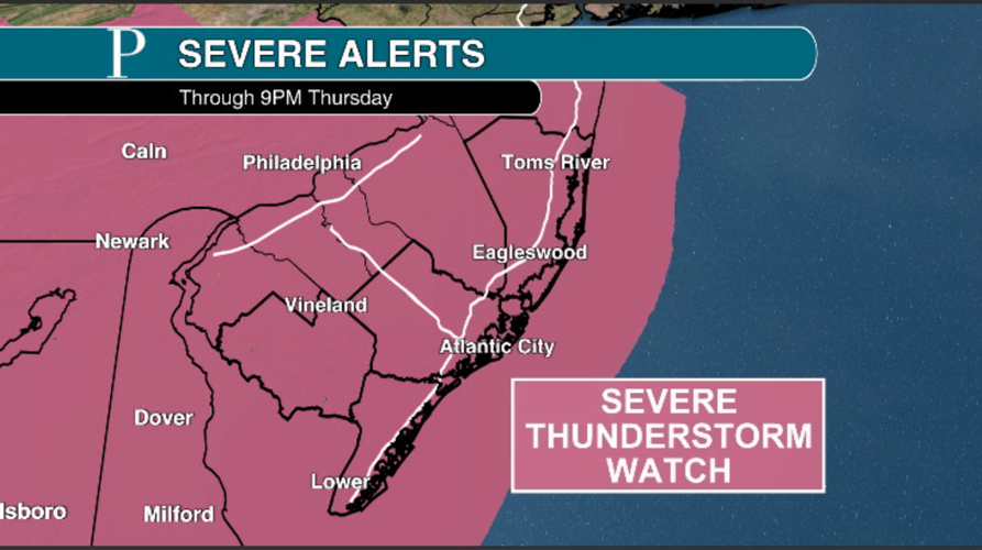 Damaging winds seen in NJ Thursday, severe thunderstorm watch is in effect