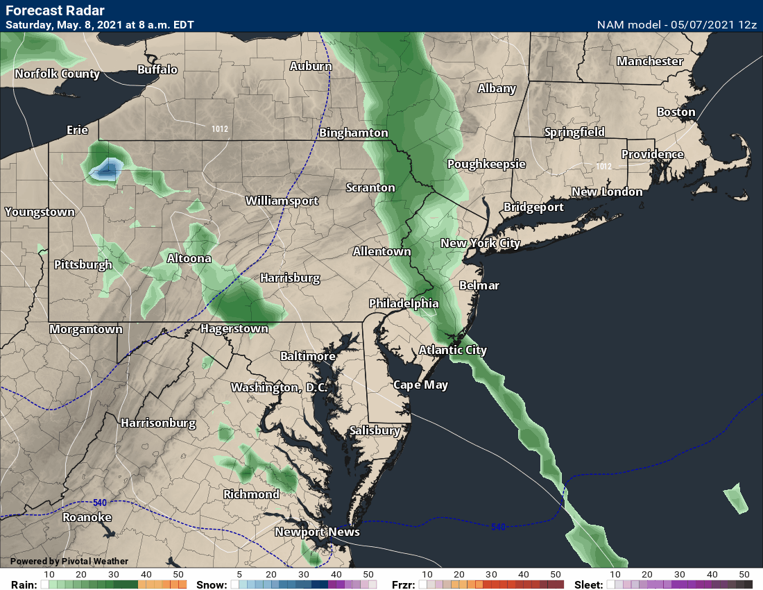 Forecast radar for Saturday