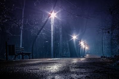 Winter rain night