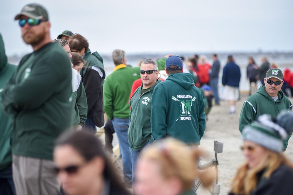 Image captured during the First Annual Back Bay Challenge between Mainland and Ocean City’s Boys Crew held at the Dr. John W. Holland Boathouse and along the mile stretch on Harvard Ave. in Ventnor Saturday, April 15, 2017. Dave Griffin / for the Press