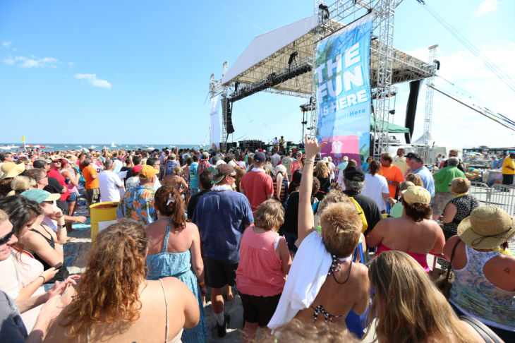 Mac McAnally performs on stage at a free concert held on the beach in front Resorts Maragaritaville in Atlantic City with special guest Jimmy Buffet