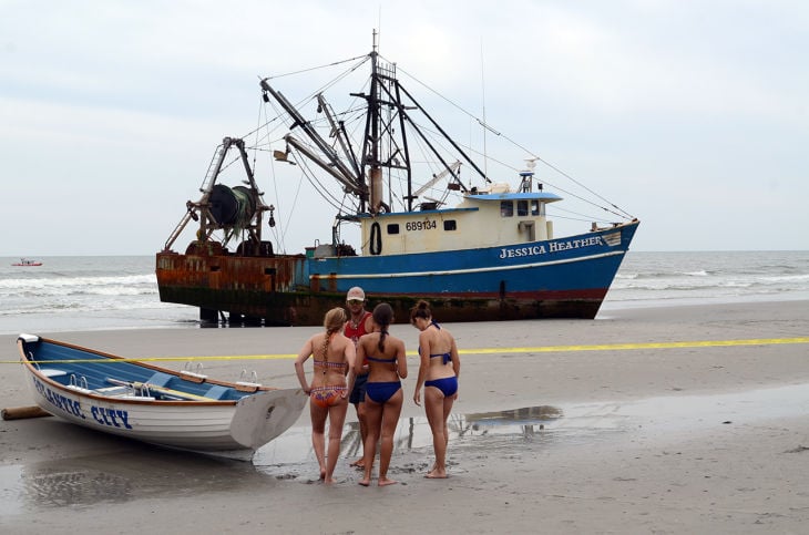 Fishing vessel runs aground