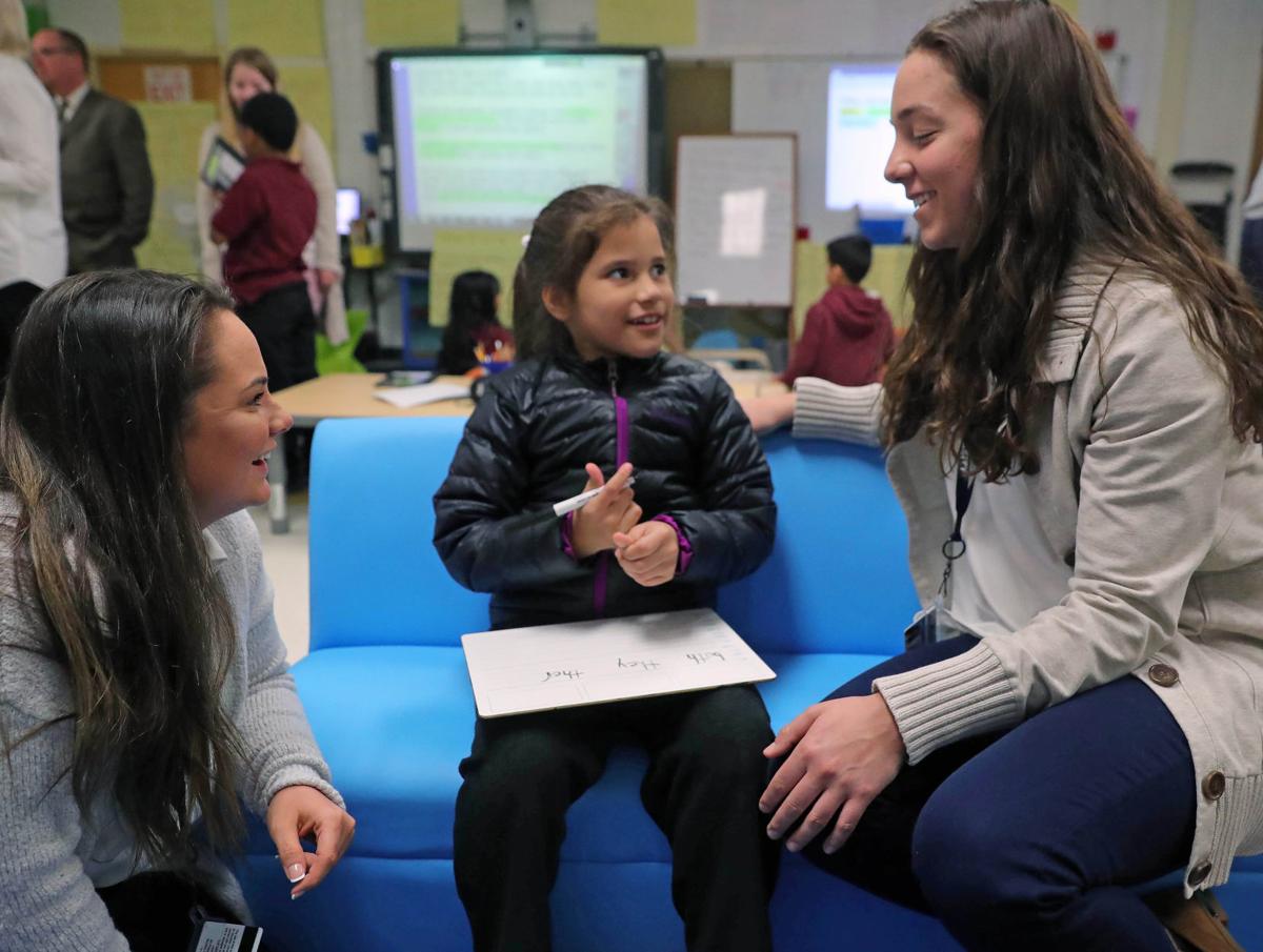 Stockton students interacting with North Main School