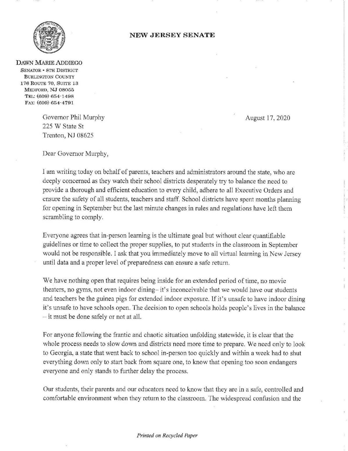 South Jersey Lawmaker Calls On Murphy For All Remote Start To School Year Education Pressofatlanticcity Com South Jersey Lawmaker Calls On Murphy For All Remote Start To School Year Education Pressofatlanticcity Com