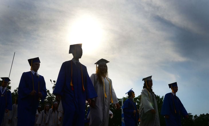 Thunderclaps for graduates at Oakcrest High School in Mays Landing