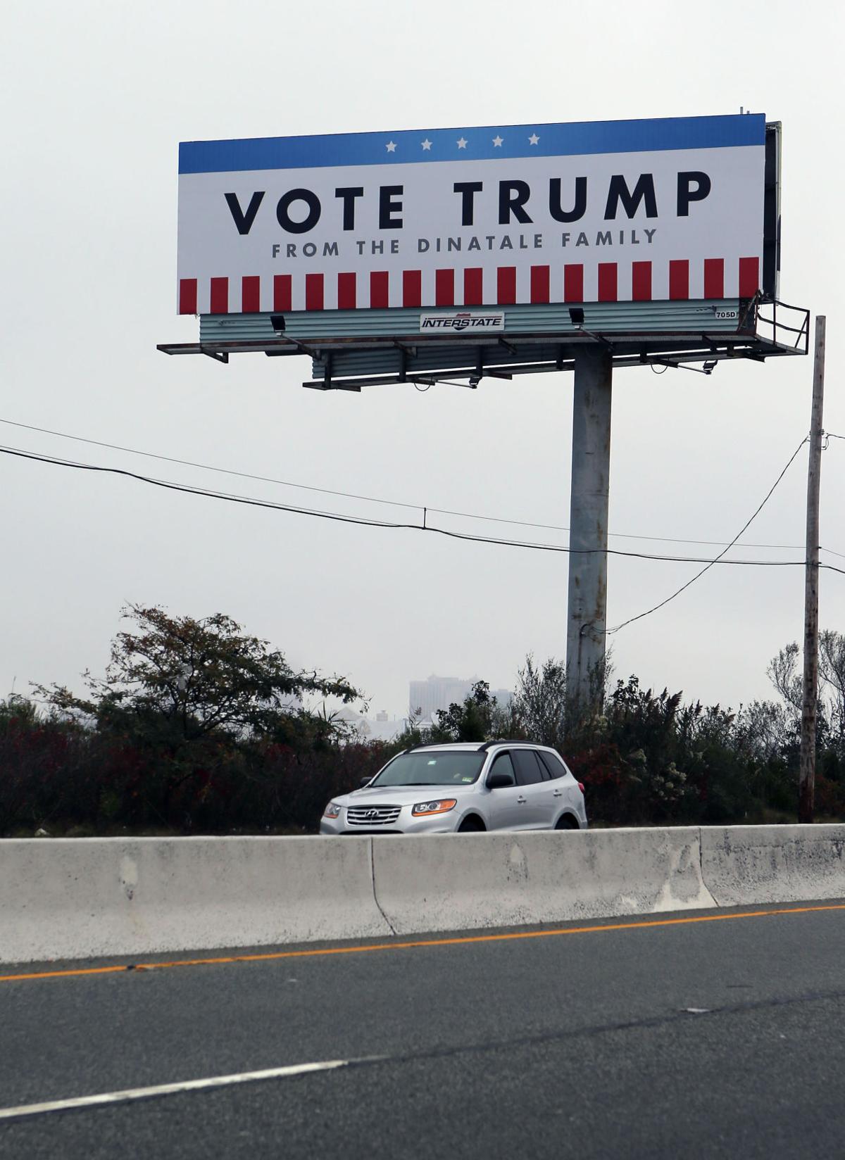 Giant 'Vote Trump' billboards appear on roads in to Atlantic City