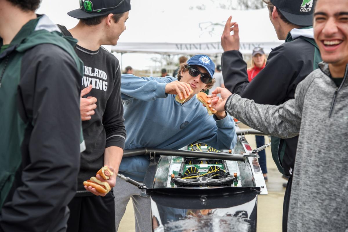 Image captured during the First Annual Back Bay Challenge between Mainland and Ocean City’s Boys Crew held at the Dr. John W. Holland Boathouse and along the mile stretch on Harvard Ave. in Ventnor Saturday, April 15, 2017. Dave Griffin / for the Press