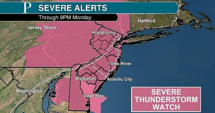 Severe thunderstorm watch in effect for all of NJ Monday - Vimarsana News