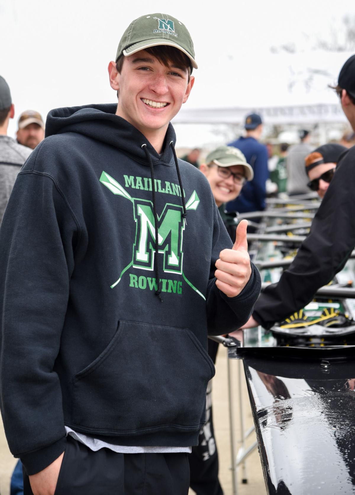 Image captured during the First Annual Back Bay Challenge between Mainland and Ocean City’s Boys Crew held at the Dr. John W. Holland Boathouse and along the mile stretch on Harvard Ave. in Ventnor Saturday, April 15, 2017. Dave Griffin / for the Press