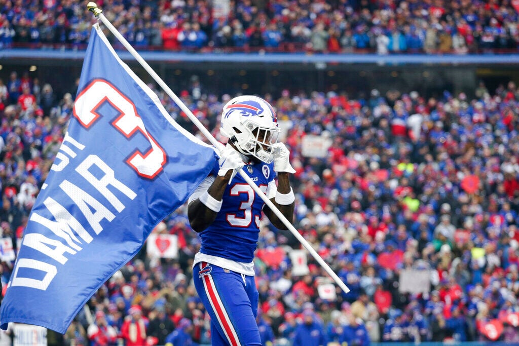 Bills honor Damar Hamlin, medical staff during win over Patriots, to pay  safety's salary in full