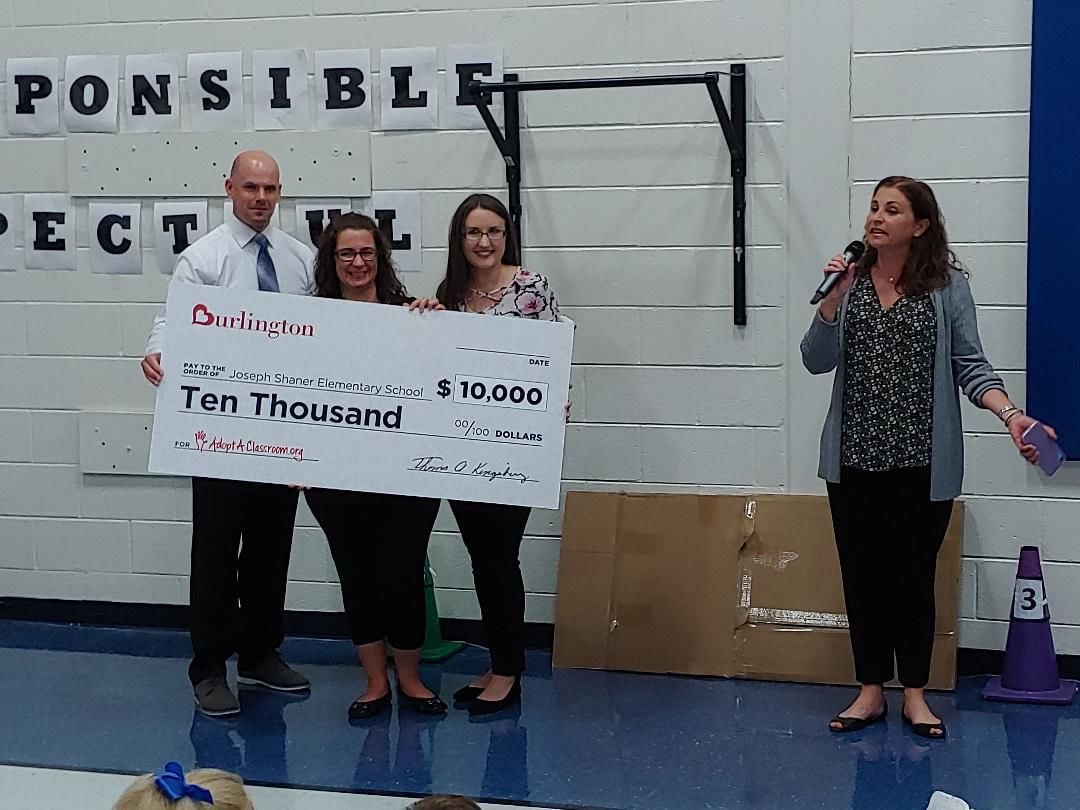 Burlington donates 10,000 to Shaner School educators