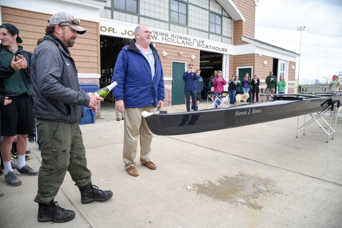 Image captured during the First Annual Back Bay Challenge between Mainland and Ocean City’s Boys Crew held at the Dr. John W. Holland Boathouse and along the mile stretch on Harvard Ave. in Ventnor Saturday, April 15, 2017. Dave Griffin / for the Press
