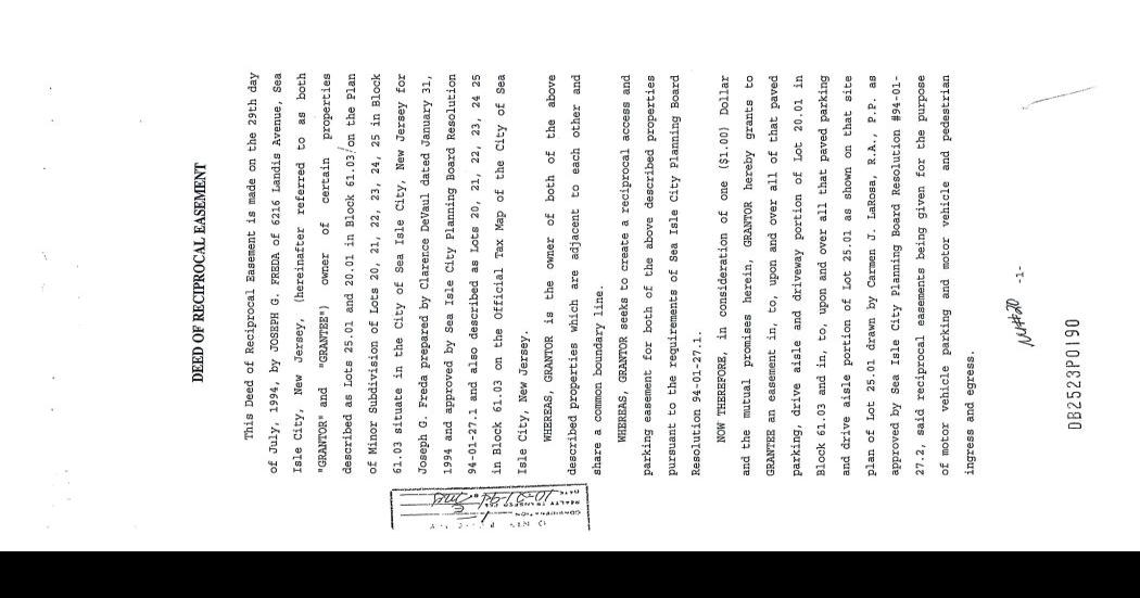 Deed of easement for Acme in Sea Isle City