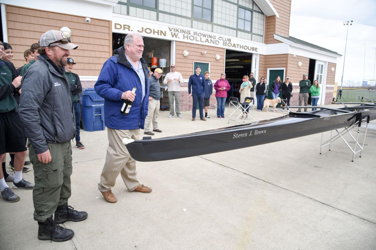 Image captured during the First Annual Back Bay Challenge between Mainland and Ocean City’s Boys Crew held at the Dr. John W. Holland Boathouse and along the mile stretch on Harvard Ave. in Ventnor Saturday, April 15, 2017. Dave Griffin / for the Press