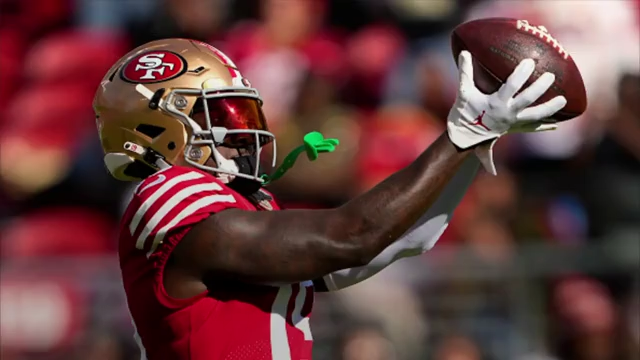 Deebo Samuel of the San Francisco 49ers warms up prior to Super