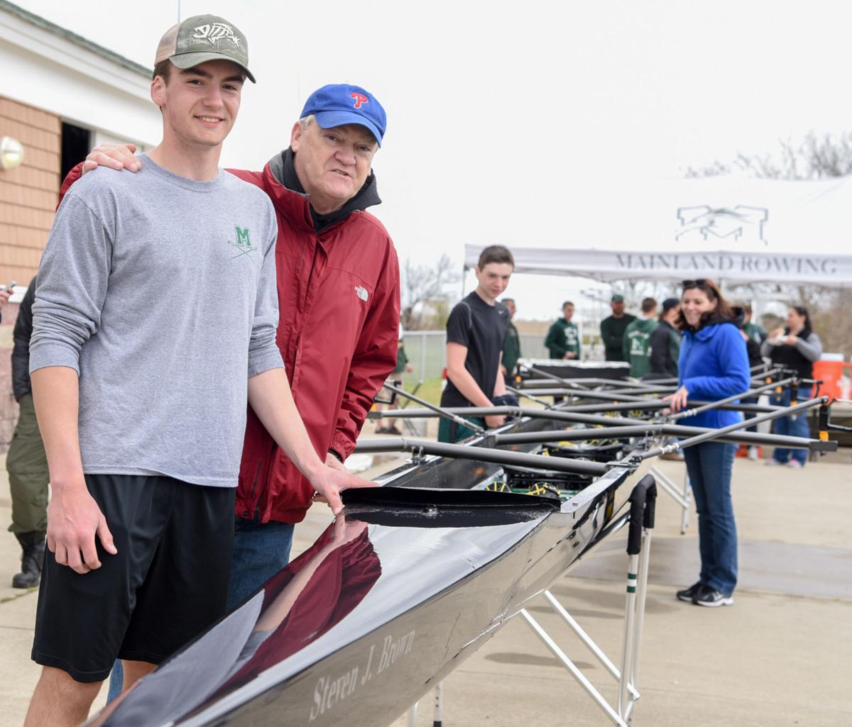 Image captured during the First Annual Back Bay Challenge between Mainland and Ocean City’s Boys Crew held at the Dr. John W. Holland Boathouse and along the mile stretch on Harvard Ave. in Ventnor Saturday, April 15, 2017. Dave Griffin / for the Press