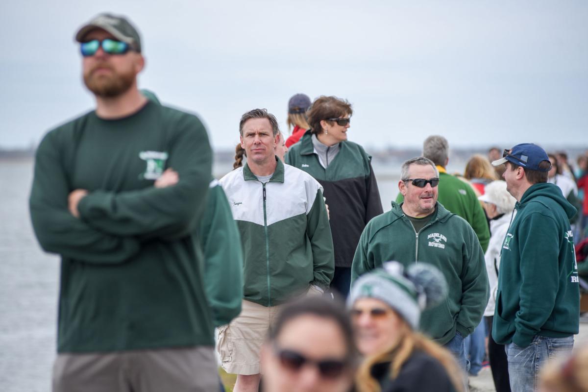Image captured during the First Annual Back Bay Challenge between Mainland and Ocean City’s Boys Crew held at the Dr. John W. Holland Boathouse and along the mile stretch on Harvard Ave. in Ventnor Saturday, April 15, 2017. Dave Griffin / for the Press