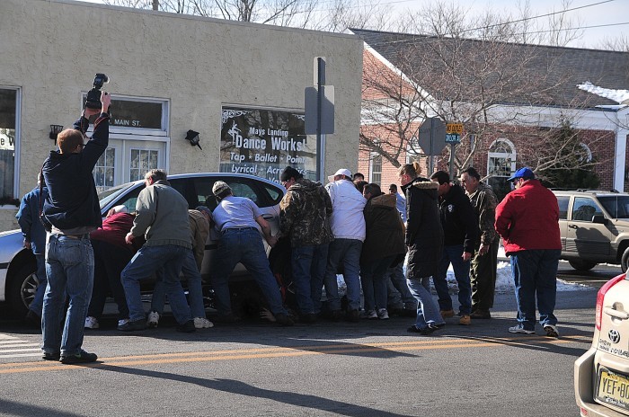 Bystanders lift car to free bicyclist who was struck in Mays Landing ...
