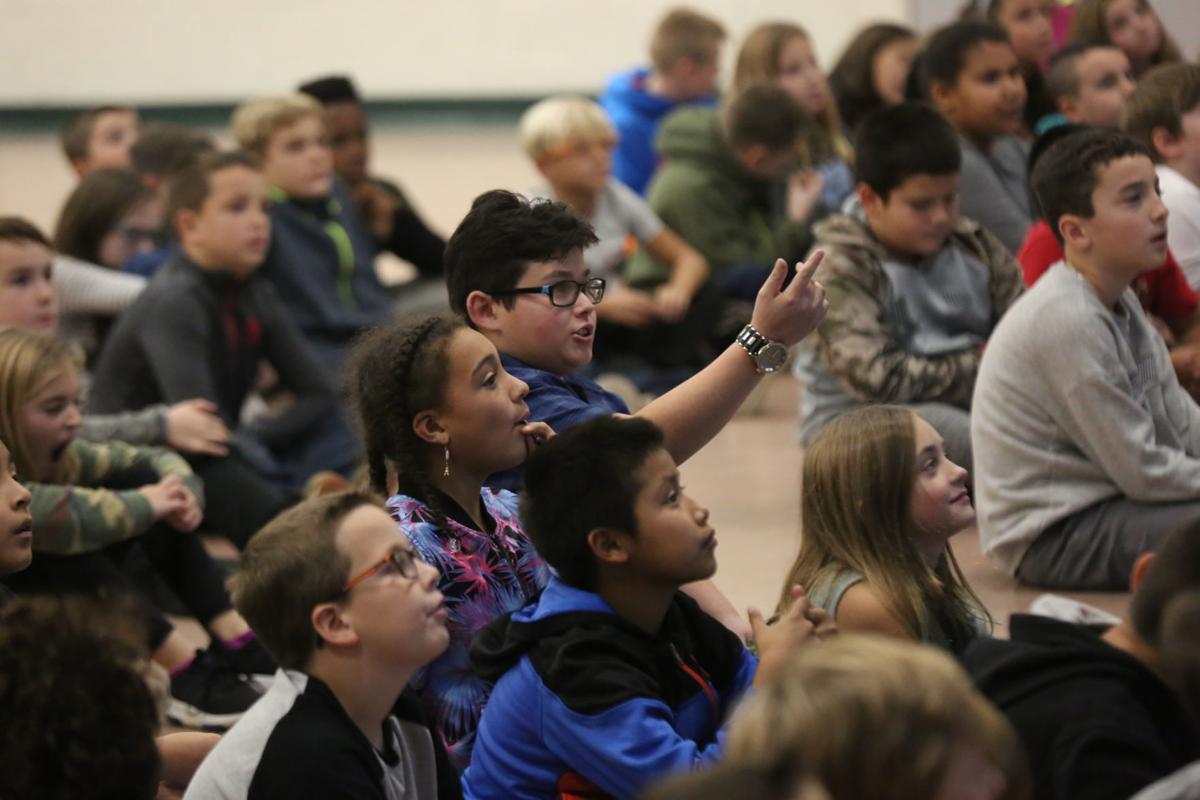Meteorologist Joe Martucci speaks to Frog Pond School in Little Egg
