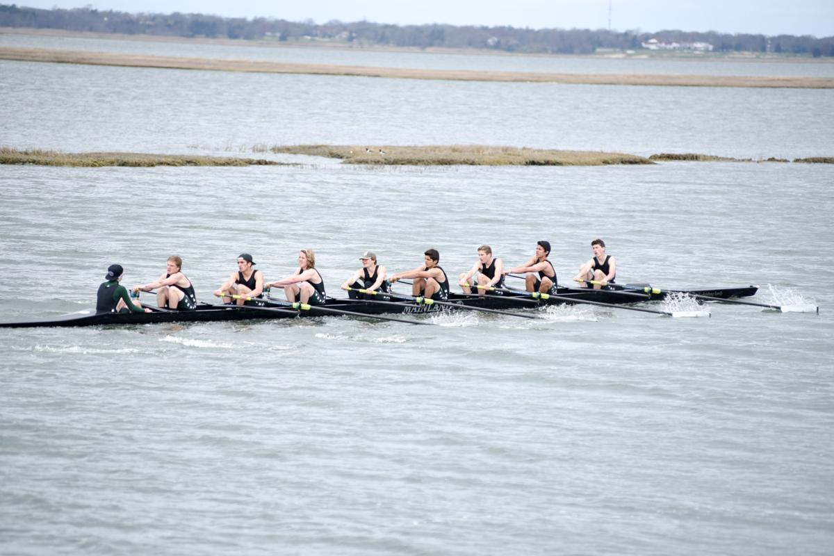 Image captured during the First Annual Back Bay Challenge between Mainland and Ocean City’s Boys Crew held at the Dr. John W. Holland Boathouse and along the mile stretch on Harvard Ave. in Ventnor Saturday, April 15, 2017. Dave Griffin / for the Press
