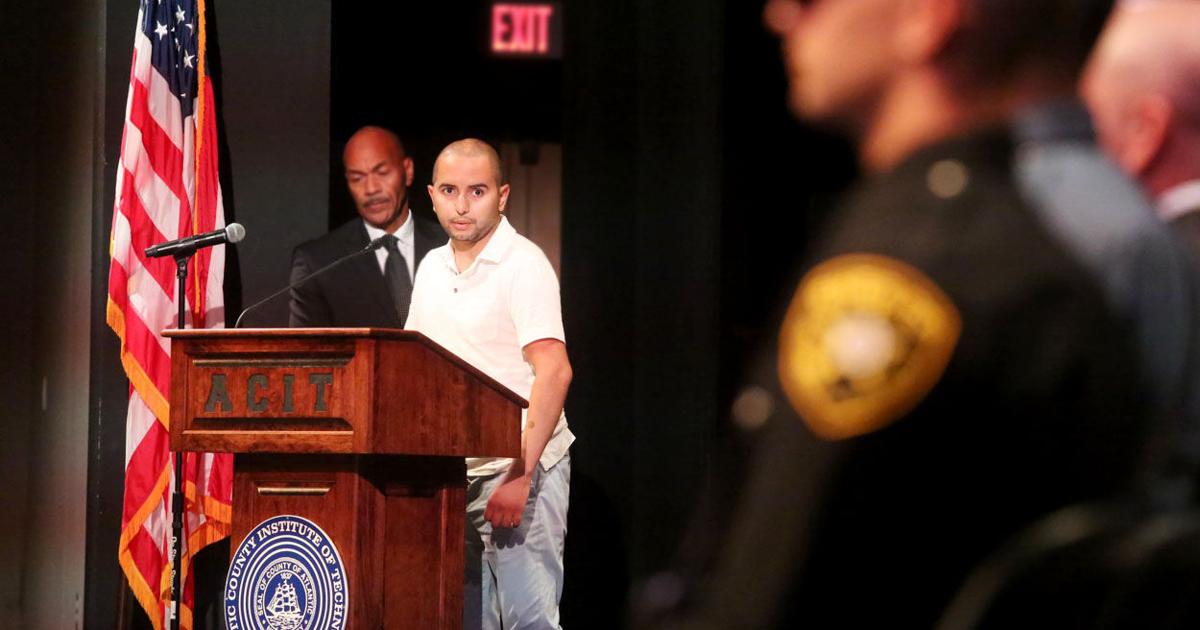 ACPD officer Vadell addresses Atlantic County police academy graduation