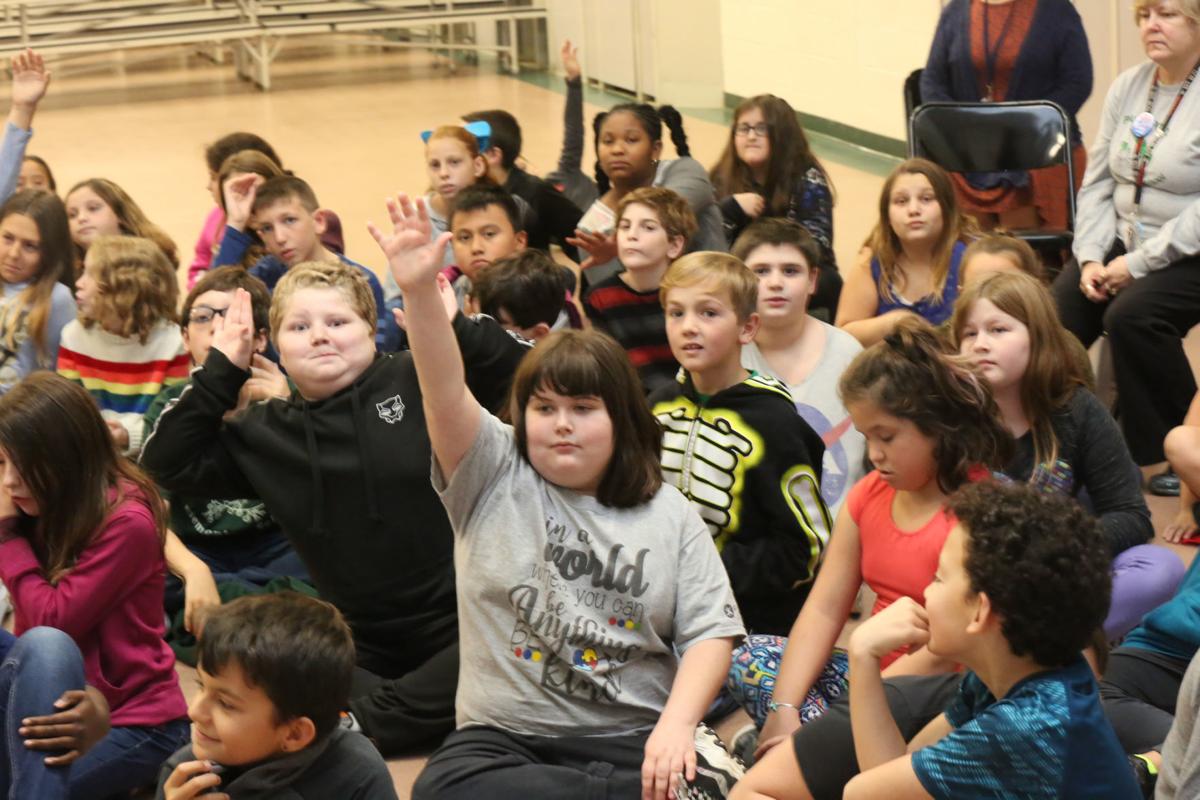 Meteorologist Joe Martucci speaks to Frog Pond School in Little Egg