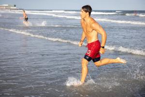 Lifeguards participating in the Chief Rod Aluise Atlantic City Lifeguard Classic at Albany Avenue beach