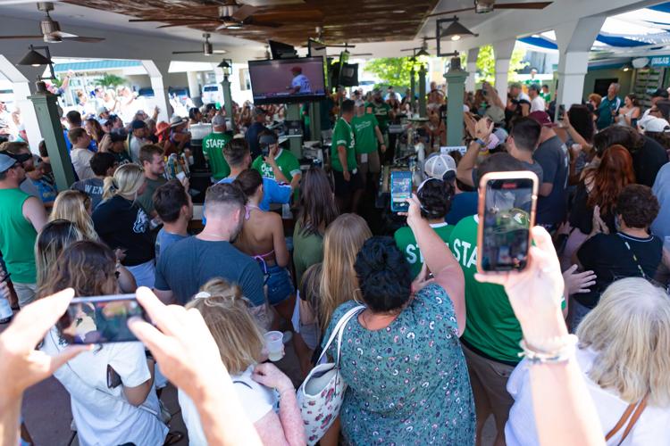 Jason Kelce celebrity bartending at shore for Eagles Autism Challenge