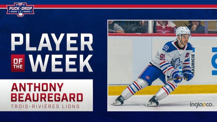 Trois-Rivières’ Beauregard named Inglasco ECHL Player of the Week