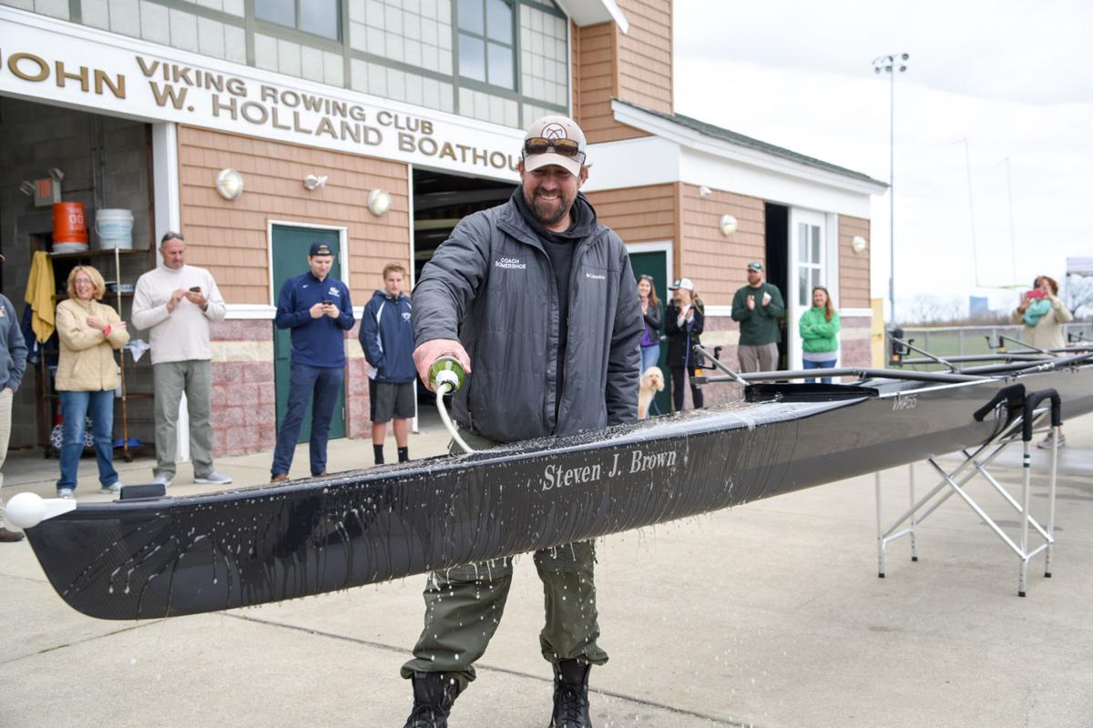 Image captured during the First Annual Back Bay Challenge between Mainland and Ocean City’s Boys Crew held at the Dr. John W. Holland Boathouse and along the mile stretch on Harvard Ave. in Ventnor Saturday, April 15, 2017. Dave Griffin / for the Press