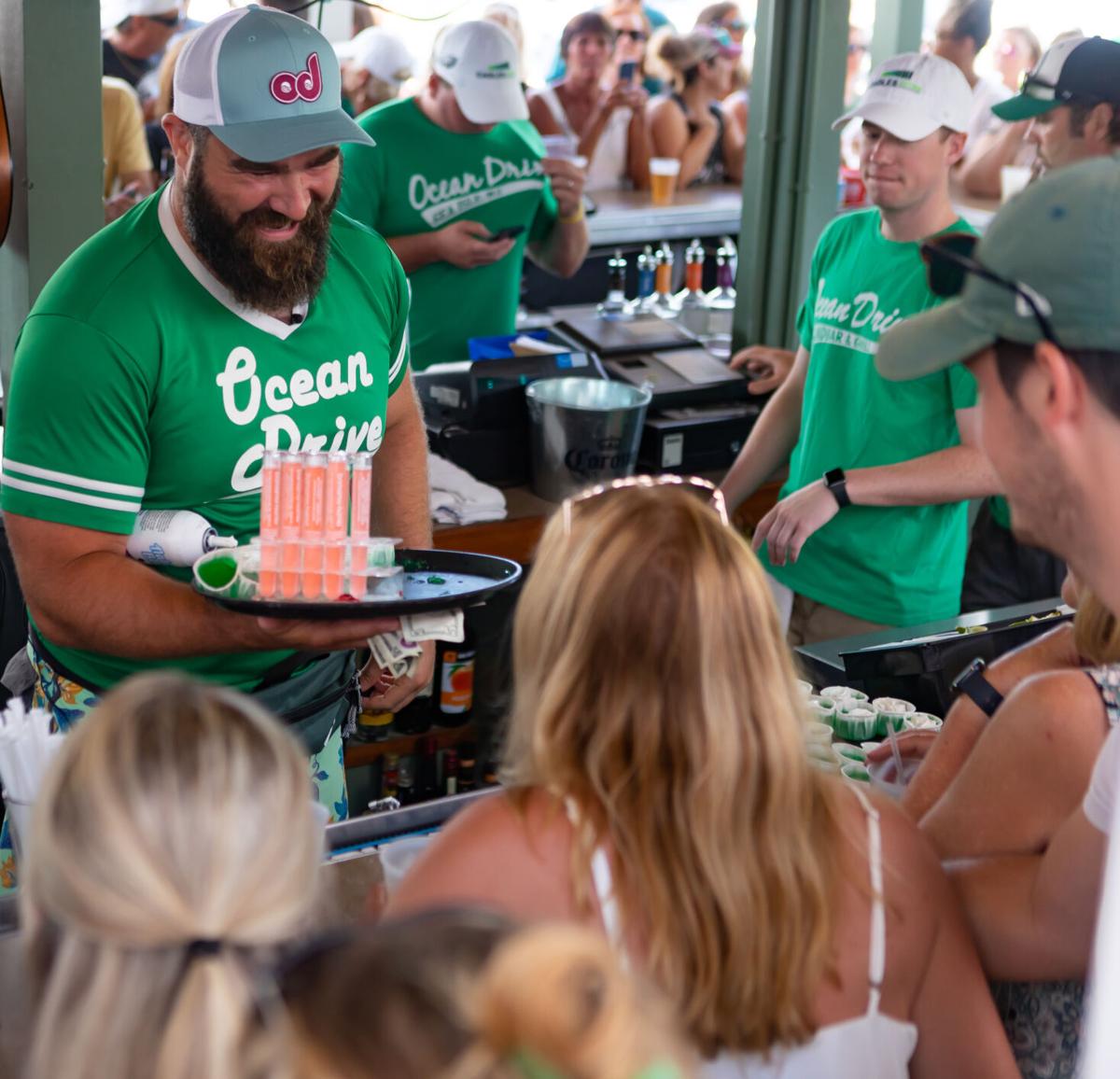 Why Jason Kelce spent his day chugging beer, bartending at Jersey