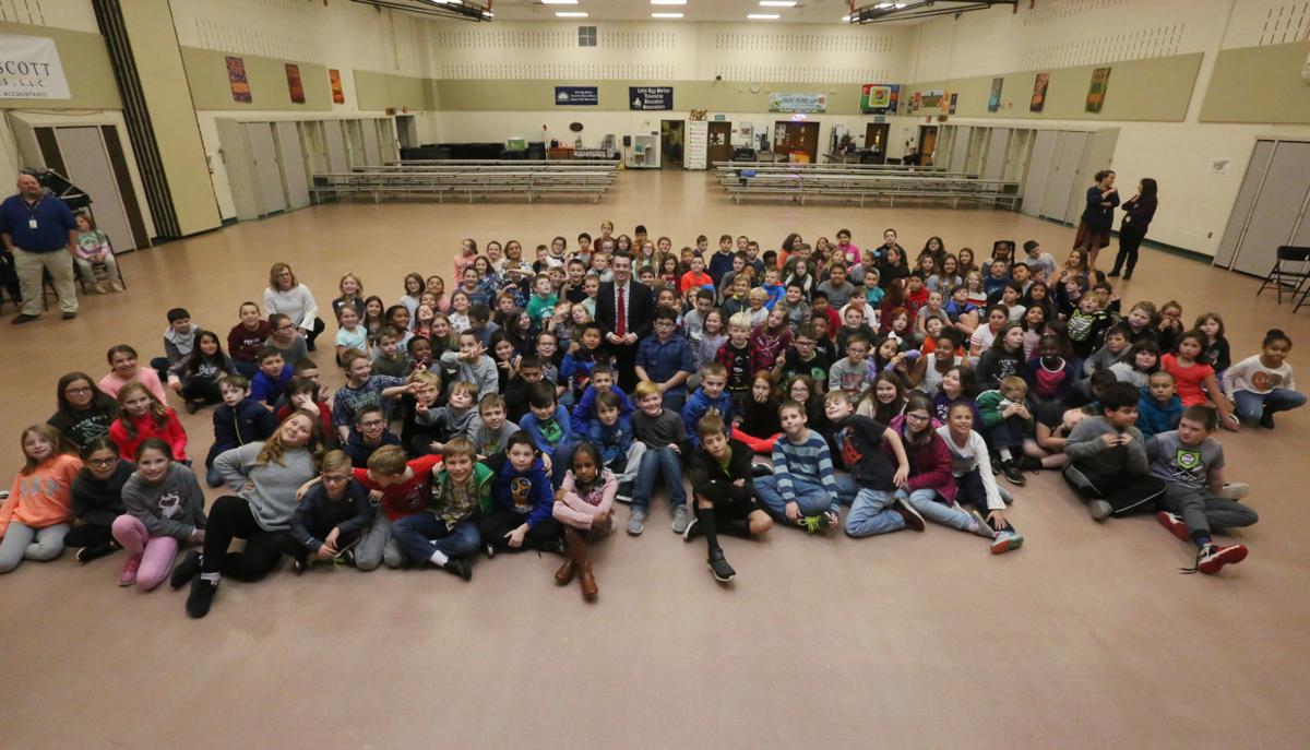Meteorologist Joe Martucci speaks to Frog Pond School in Little Egg