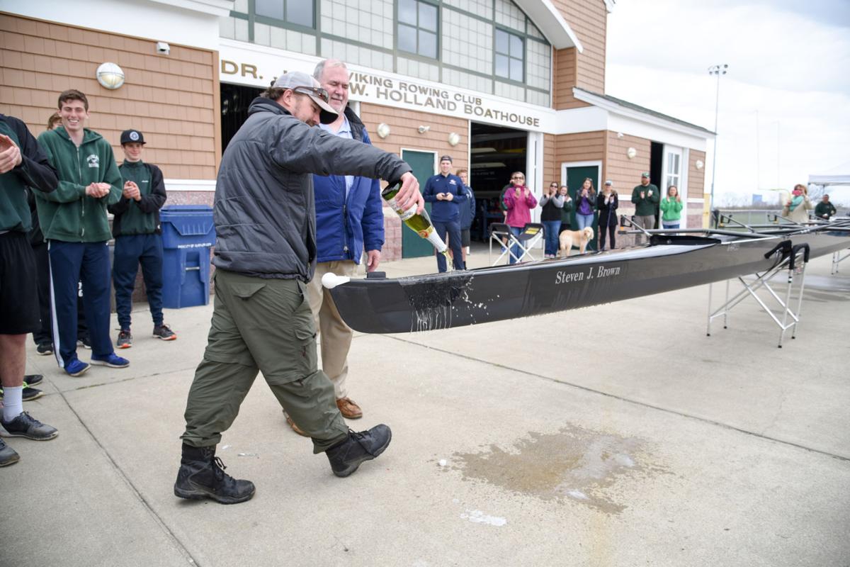 Image captured during the First Annual Back Bay Challenge between Mainland and Ocean City’s Boys Crew held at the Dr. John W. Holland Boathouse and along the mile stretch on Harvard Ave. in Ventnor Saturday, April 15, 2017. Dave Griffin / for the Press