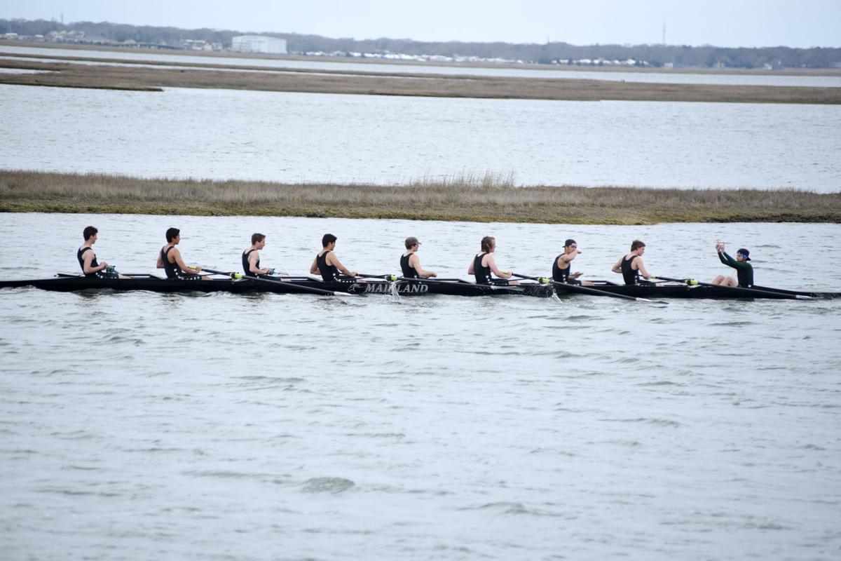Image captured during the First Annual Back Bay Challenge between Mainland and Ocean City’s Boys Crew held at the Dr. John W. Holland Boathouse and along the mile stretch on Harvard Ave. in Ventnor Saturday, April 15, 2017. Dave Griffin / for the Press