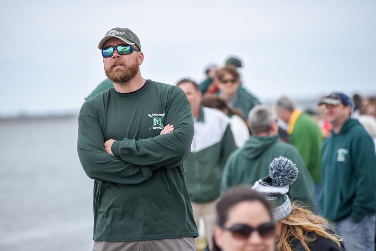Image captured during the First Annual Back Bay Challenge between Mainland and Ocean City’s Boys Crew held at the Dr. John W. Holland Boathouse and along the mile stretch on Harvard Ave. in Ventnor Saturday, April 15, 2017. Dave Griffin / for the Press