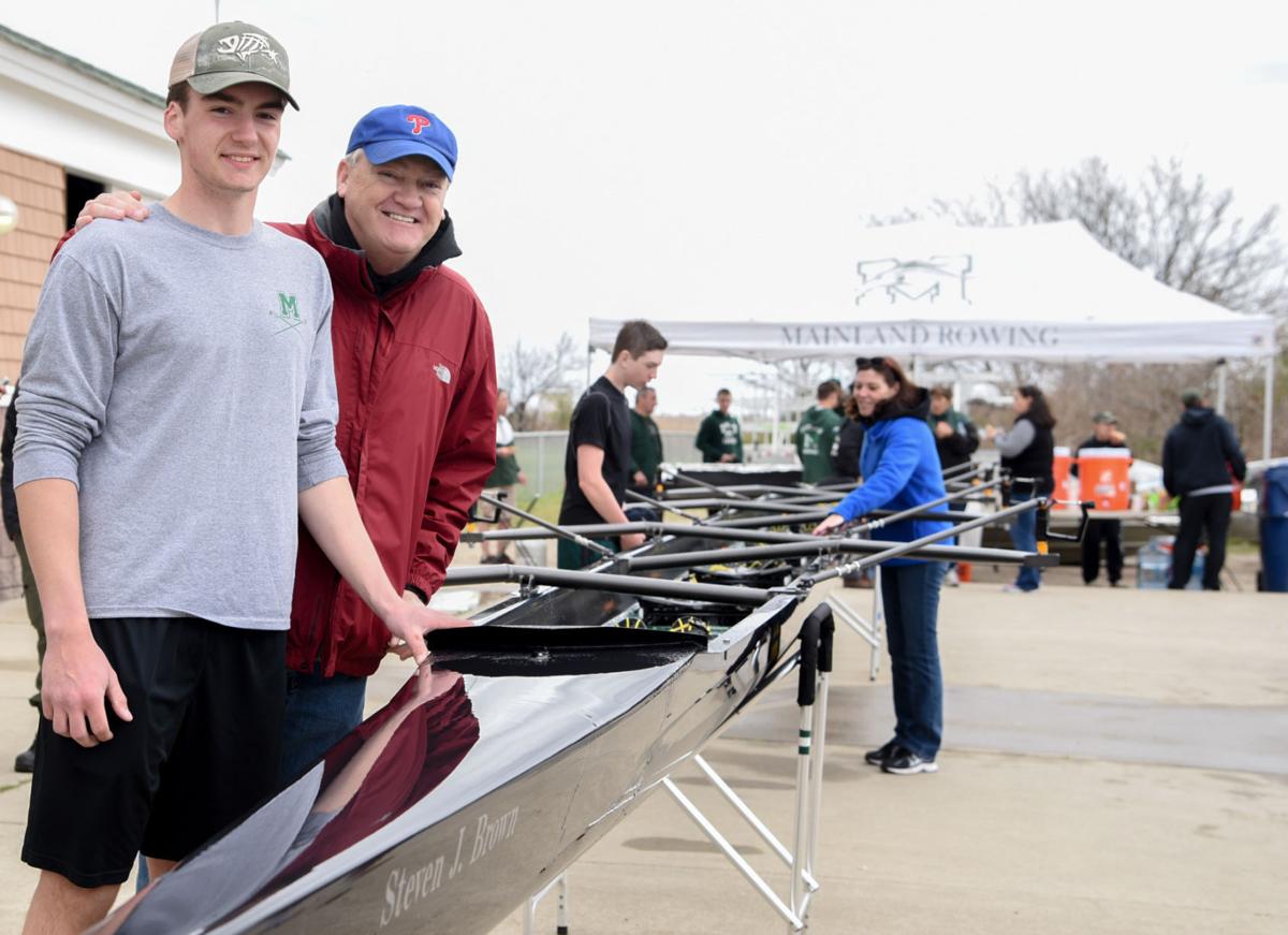 Image captured during the First Annual Back Bay Challenge between Mainland and Ocean City’s Boys Crew held at the Dr. John W. Holland Boathouse and along the mile stretch on Harvard Ave. in Ventnor Saturday, April 15, 2017. Dave Griffin / for the Press