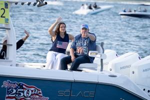 Decorated boats and festive scenes from the 2026 Night in Venice boat parade in Ocean City