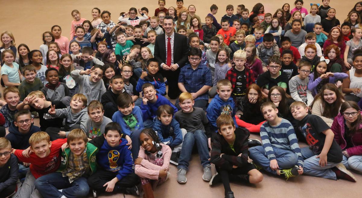 Meteorologist Joe Martucci speaks to Frog Pond School in Little Egg