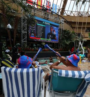 Guests enjoying the World Cup final watch party at the Pool at Harrah's Resort Atlantic City on July 19, 2026