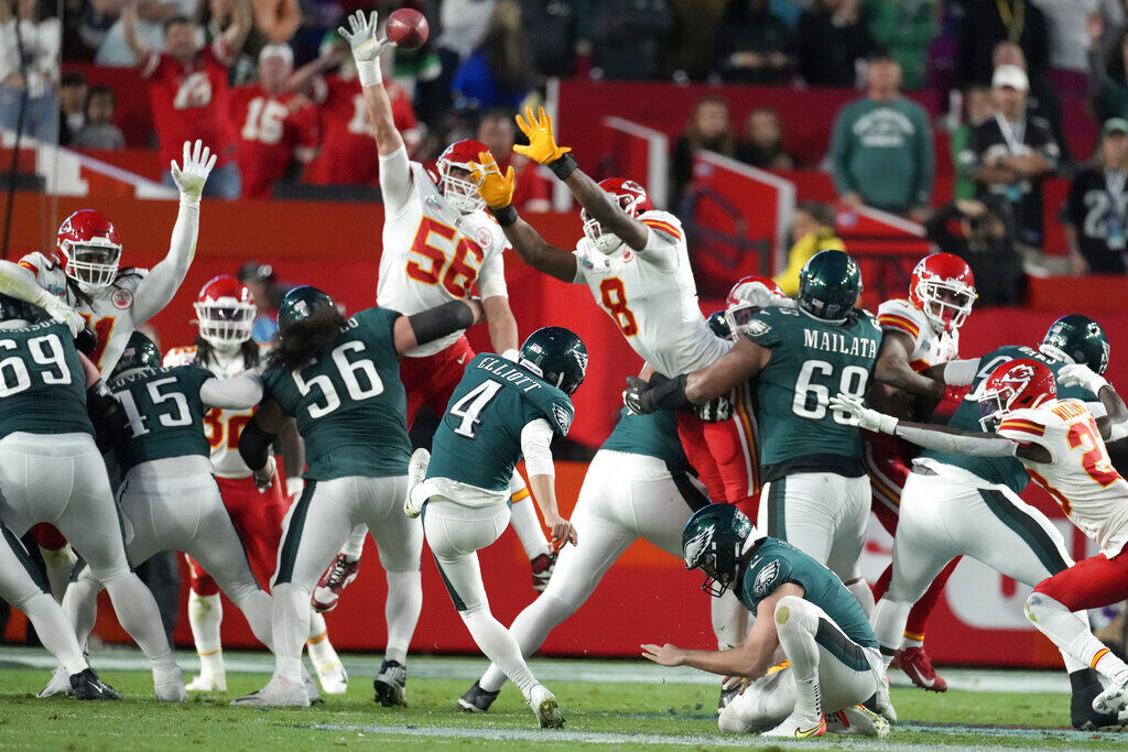 An Philadelphia Eagles fans cheers during the second half an NFL football  game between the Philadelphia Eagles and the Arizona Cardinals, Sunday, Oct.  9, 2022, in Glendale, Ariz. (AP Photo/Ross D. Franklin