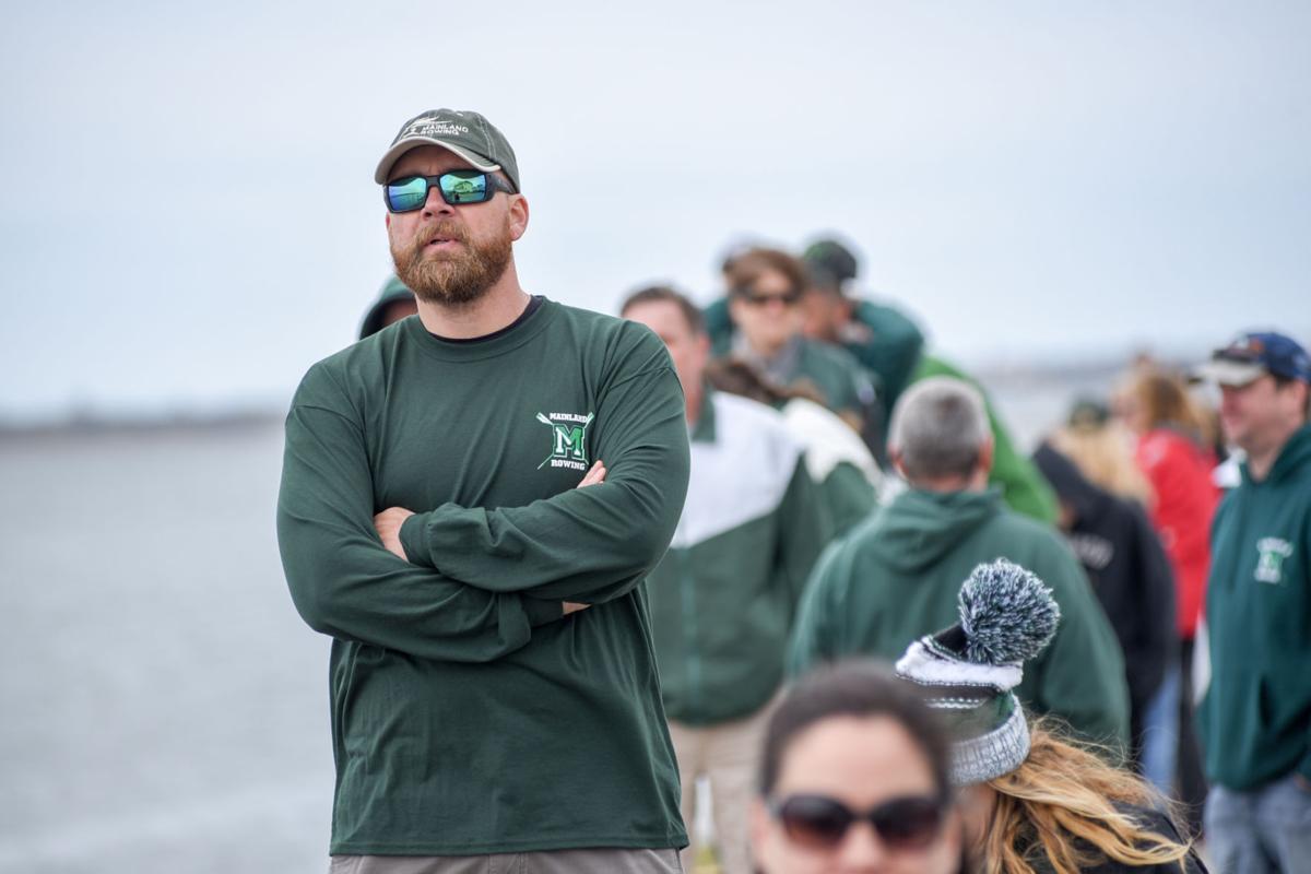 Image captured during the First Annual Back Bay Challenge between Mainland and Ocean City’s Boys Crew held at the Dr. John W. Holland Boathouse and along the mile stretch on Harvard Ave. in Ventnor Saturday, April 15, 2017. Dave Griffin / for the Press