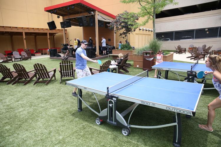 beer garden, outdoor pool first crowds