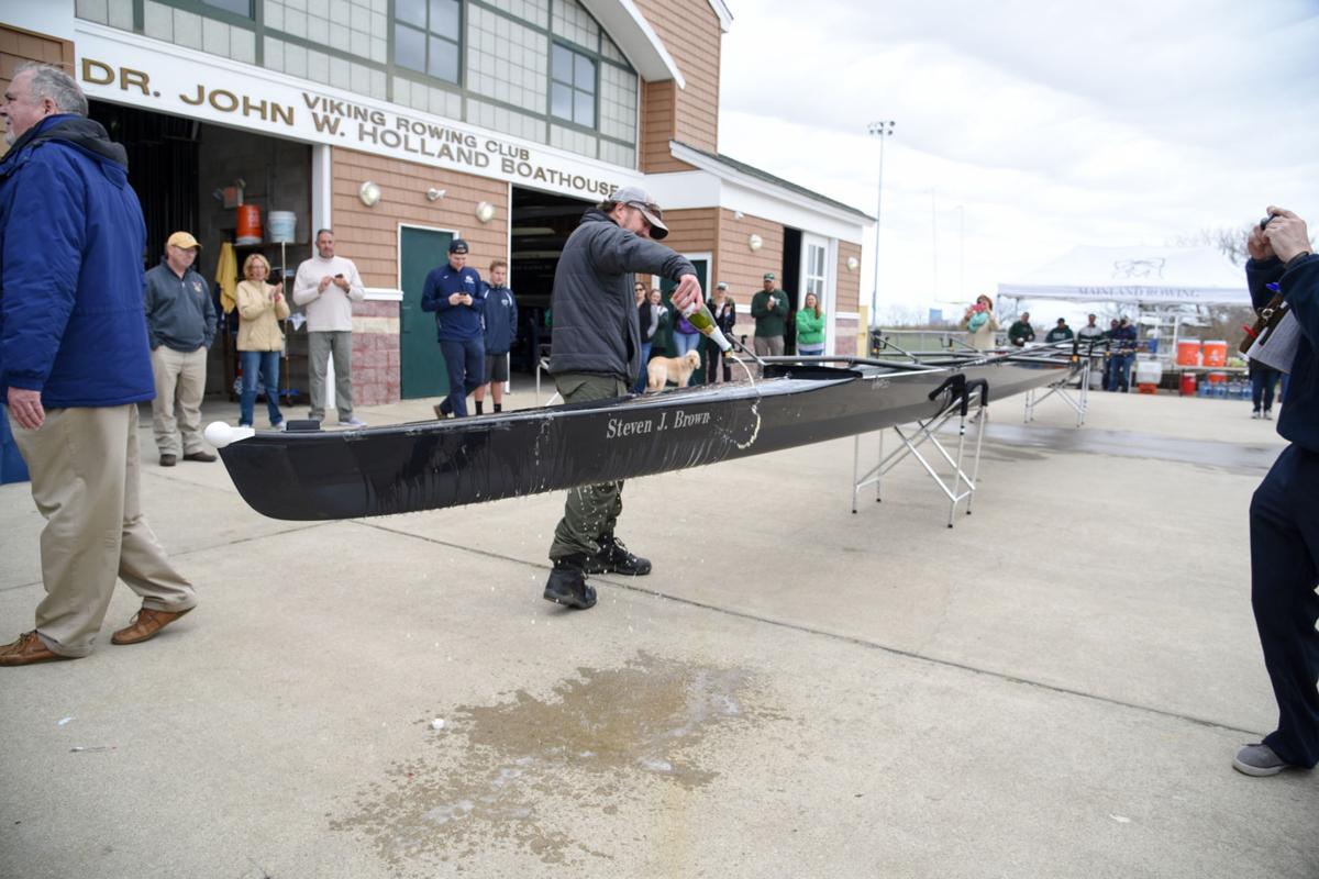 Image captured during the First Annual Back Bay Challenge between Mainland and Ocean City’s Boys Crew held at the Dr. John W. Holland Boathouse and along the mile stretch on Harvard Ave. in Ventnor Saturday, April 15, 2017. Dave Griffin / for the Press