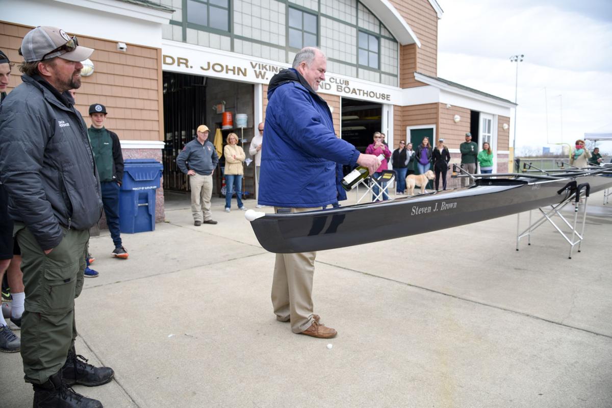 Image captured during the First Annual Back Bay Challenge between Mainland and Ocean City’s Boys Crew held at the Dr. John W. Holland Boathouse and along the mile stretch on Harvard Ave. in Ventnor Saturday, April 15, 2017. Dave Griffin / for the Press