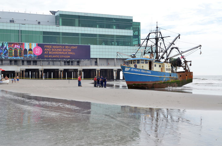 Fishing vessel runs aground